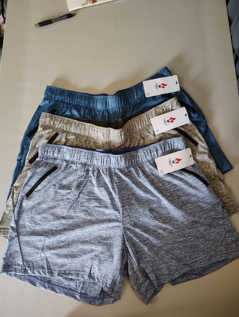 NWT Women’s Athletic Shorts – Heather Blue, Heather Gray, Heather Navy 3 Pack XL